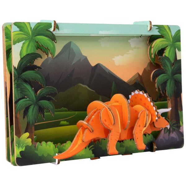 Kids 3D Wooden Puzzles: Triceratops