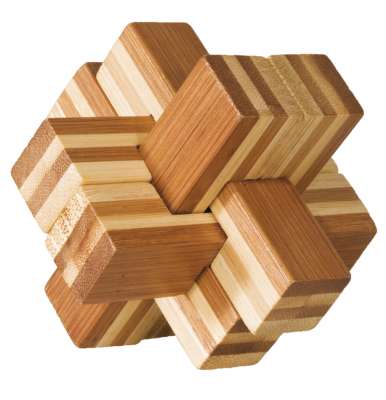 Fridolin 3D Bambuspuzzle Block - Logikspiel, 9x8,5x9 Cm, Aus Bambusholz