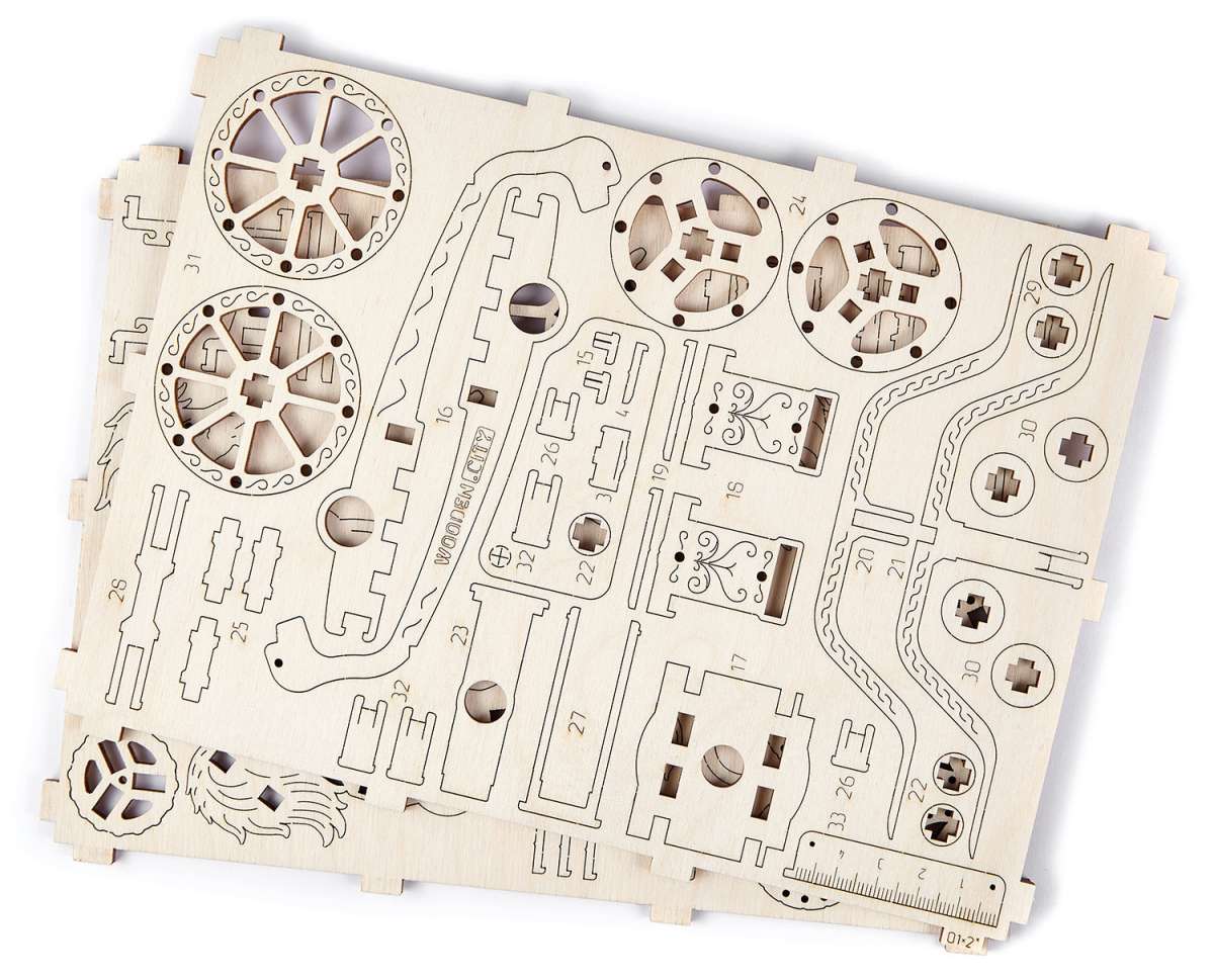 Wooden City WR302 Da Vinci Kampfwagen - 3D-Holzbausatz Mit Funktion - Natur - 32,7 X 37,3 X 13,5 Cm