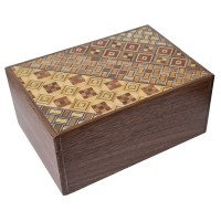 Himitsu Bako 4 Sun 10 Steps Yosegi / Walnut Wood (A little Maze)