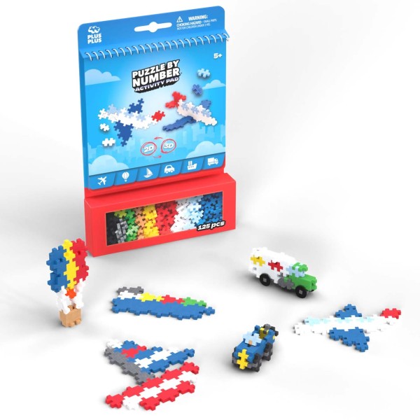 Plus-Plus Puzzle by Number Activity-Pad: Fahrzeuge - 125 Bausteine