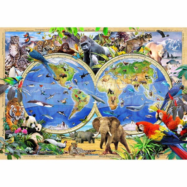 Wooden Puzzle Animal Kingdom Map (XL)