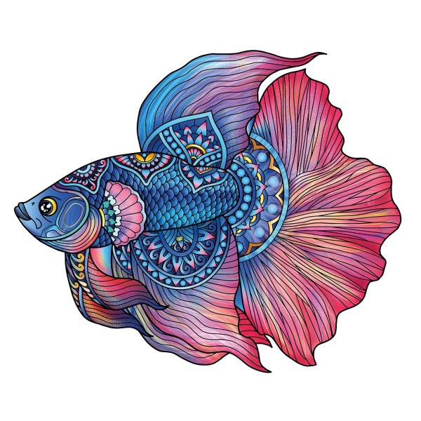 Rainbow Wooden Puzzle Fighting Fish (Kampffisch)
