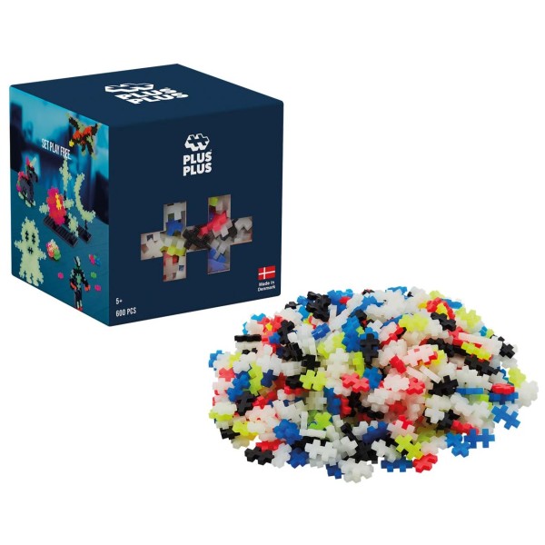 Plus-Plus Mini Basic: Glow in the Dark - 600 Bausteine
