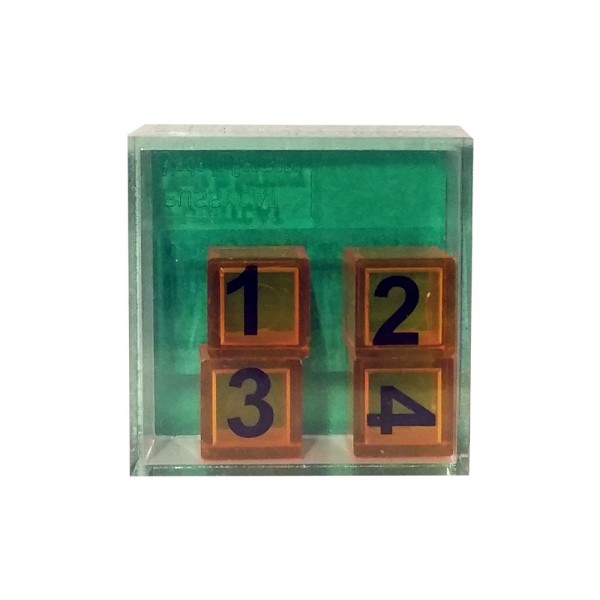 Geduldspiel "4 orange Würfel" neon