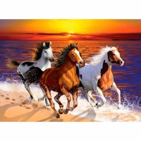 Wooden Puzzle Wild Horses on the Beach (L)